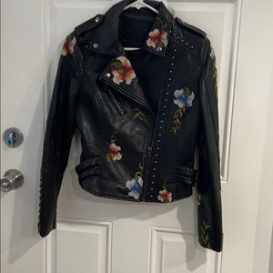 Floral Faux Leather Jacket